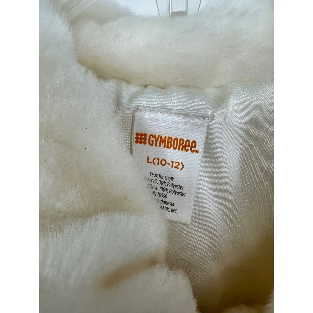 Gymboree Girls Ivory Faux Fur Bolero Jacket Shrug Bow Size‎ 10-12